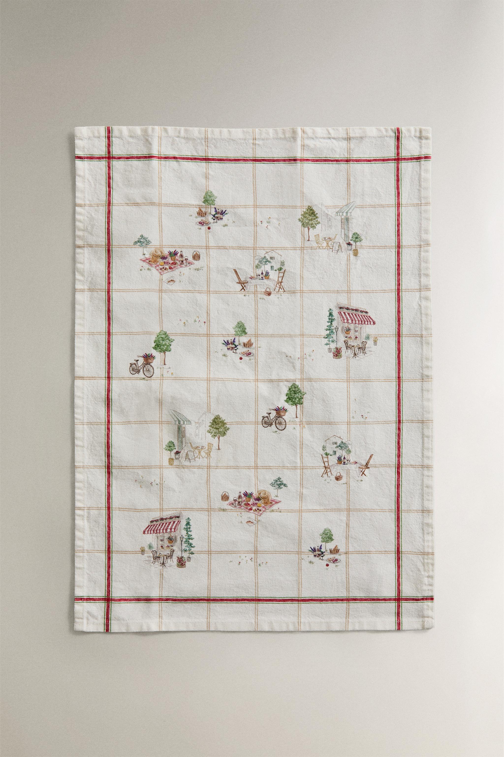 LOT TORCHONS CUISINE COTON FLEURS (LOT DE 2)